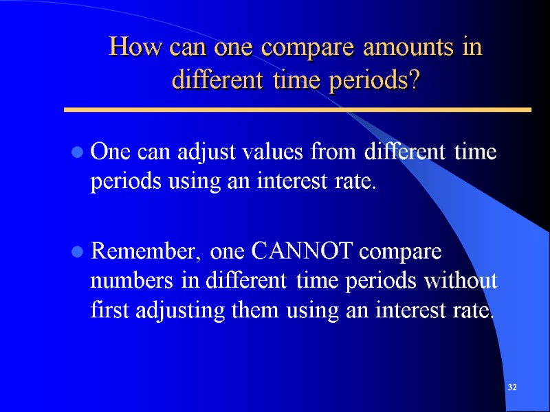 How can one compare amounts in different time periods? One can adjust values from
